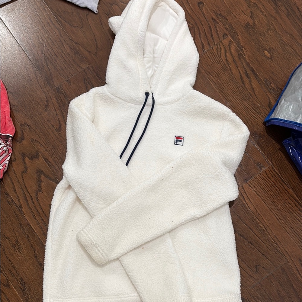 Fila White Sherpa Hoodie